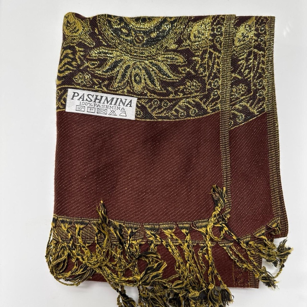 New | Limited Edition: Brown and Gold Pashmina Shawl